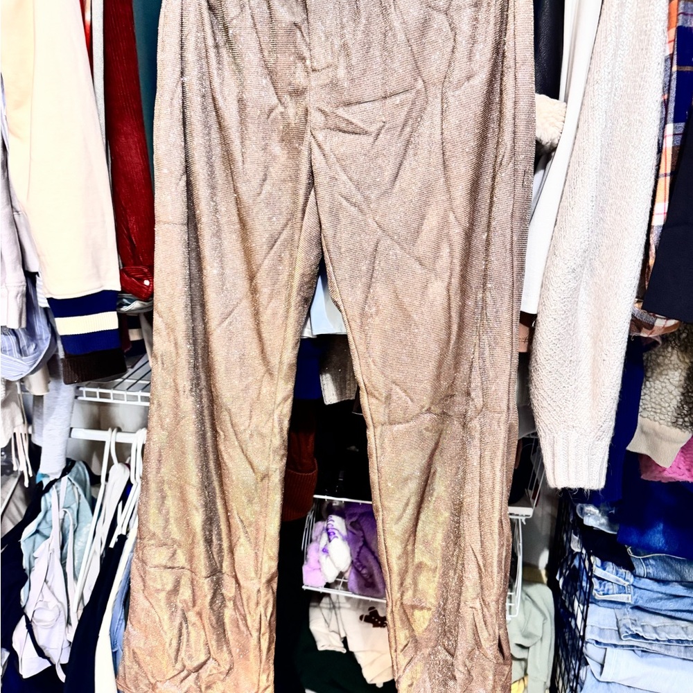 Shimmery Taupe Women's Wide-Leg Trousers